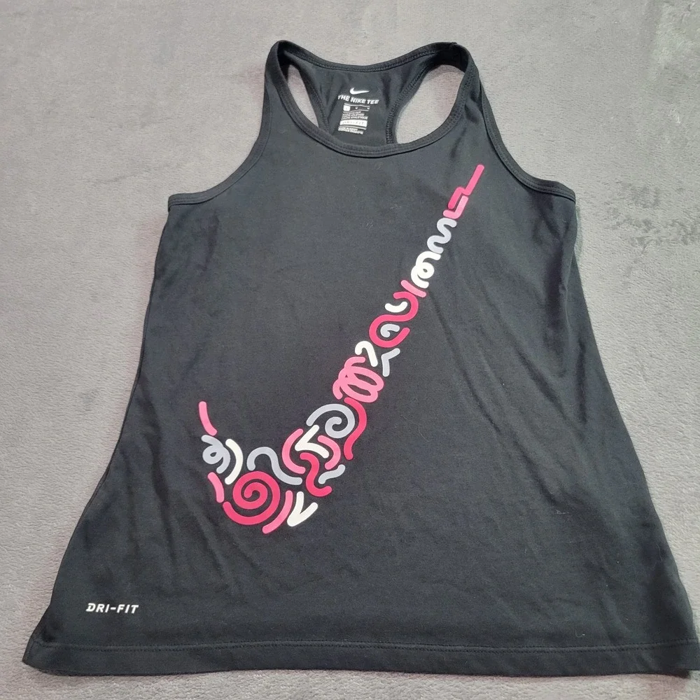Nike Womens Dri-FIT Graphic Swoosh Racerback‎ Tank Top Black Large 913192-010